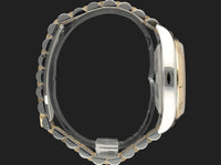 Datejust 36 goud/staal met champagnekleurige wijzerplaat en staafindexen.